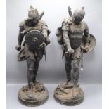 A pair of spelter figures of Romulus and Remus, 19th century, each height 54cm.