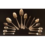 Four silver egg spoons and other silver cutlery 12.