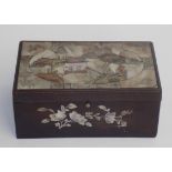 A Chinese mother of pearl and hardwood box, circa 1900,