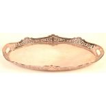 A large silver plated oval tray, with a pierced gallery, 61 x 46cm.