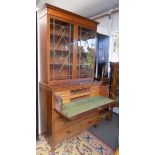 A George III mahogany secretaire bookcase, with a pair of astragal glazed doors,