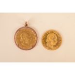 An Austro-Hungarian gold ducat 1915, extremely fine, in gold pendant mount, 4.