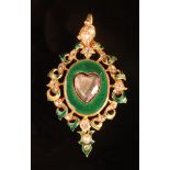 A fine very high purity gold pendant, a central oval,