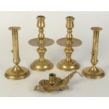 A pair of Heemskerk style brass candlesticks, early 20th century, height 22cm,