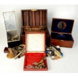 Jewellery etc in several boxes, including three fountain pens.