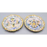 A pair of Italian majolica dishes, 19th century, painted initials I.T.