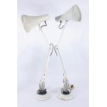 Two white anglepoise lamps.