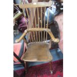 A Peter Marshall comb back Windsor armchair, circa 1960, pupil of Robin Nance, St Ives,