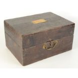 A military oak surgeon's box, circa 1840, with rectangular brass plaque engraved WILLIAM.MURE.