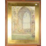 A watercolour, 'Abbey Ruins', signed Herbert Finn 1908, 67 x 47cm.