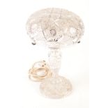 A Victorian cut glass table lamp, with silver plated mounts, height 43cm, diameter of shade 26cm,