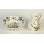 A Portmeirion 'The Botanic Garden' pattern jug and bowl set, inscribed 'Helleborus Niger,