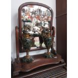 A Victorian mahogany dressing table mirror, height 74cm, width 60cm, depth 24.5cm.
