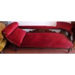 A late Victorian carved walnut chaise longue,