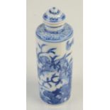 A blue and white snuff bottle, bats and fruit tree, height 8.7cm.