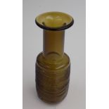 An art glass amber vase, with a ribbed body, indistinctly signed to the base, height 24cm.