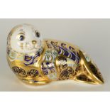 A Royal Crown Derby paperweight, 'Harbour Seal', gold stopper, printed mark, No.