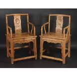 A pair of Chinese armchairs, 19th century,