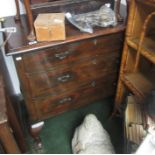 A George III style walnut chest of drawers, with three long drawers on cabriole legs, height 85cm,