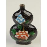 A black cloisonne double gourd snuff bottle, height 8cm.