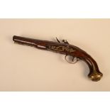 A flintlock pistol, 18th century, the lock plate signed Harvey, the signed steel 20.