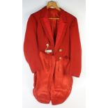 A red tail coat, with Western Hunt gilt metal buttons, length 103cm.