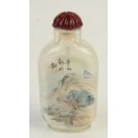 A glass interior painted snuff bottle, early 19th century, height 7.3cm.