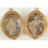 A pair of needlepoint pictures, in giltwood frames, 35 x 26cm.