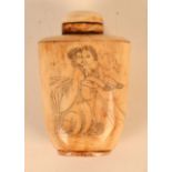 A Chinese snuff bottle, decorated with erotic scenes, height 6.8cm, width 4.4cm.