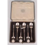 A set of six apostle Victorian silver coffee spoons, London 1863.