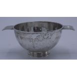 A George Vl Art Deco twin handled bowl by Wakely & Wheeler, 8.7oz.