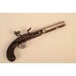 A flintlock pistol, 18th century, the lock plate signed Mortimer, with an octagonal steel 24.