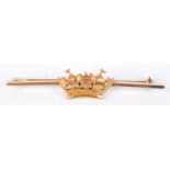 A Naval Crown 9ct gold ladies brooch.