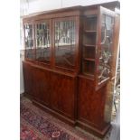 A Georgian style mahogany breakfront bookcase,