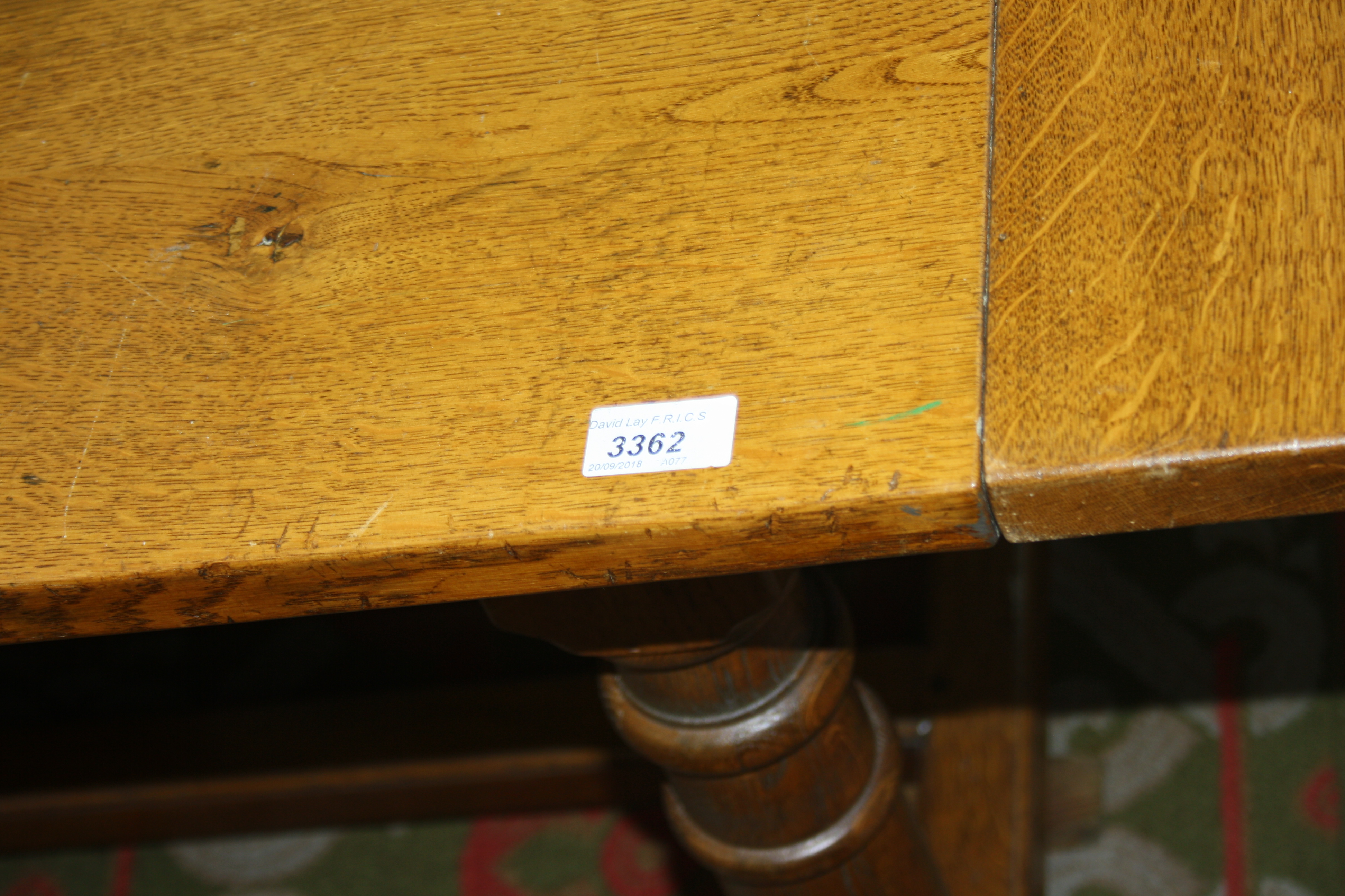 An oak draw leaf refectory table, 20th century, height 76cm, length fully extended 265cm, - Image 3 of 7