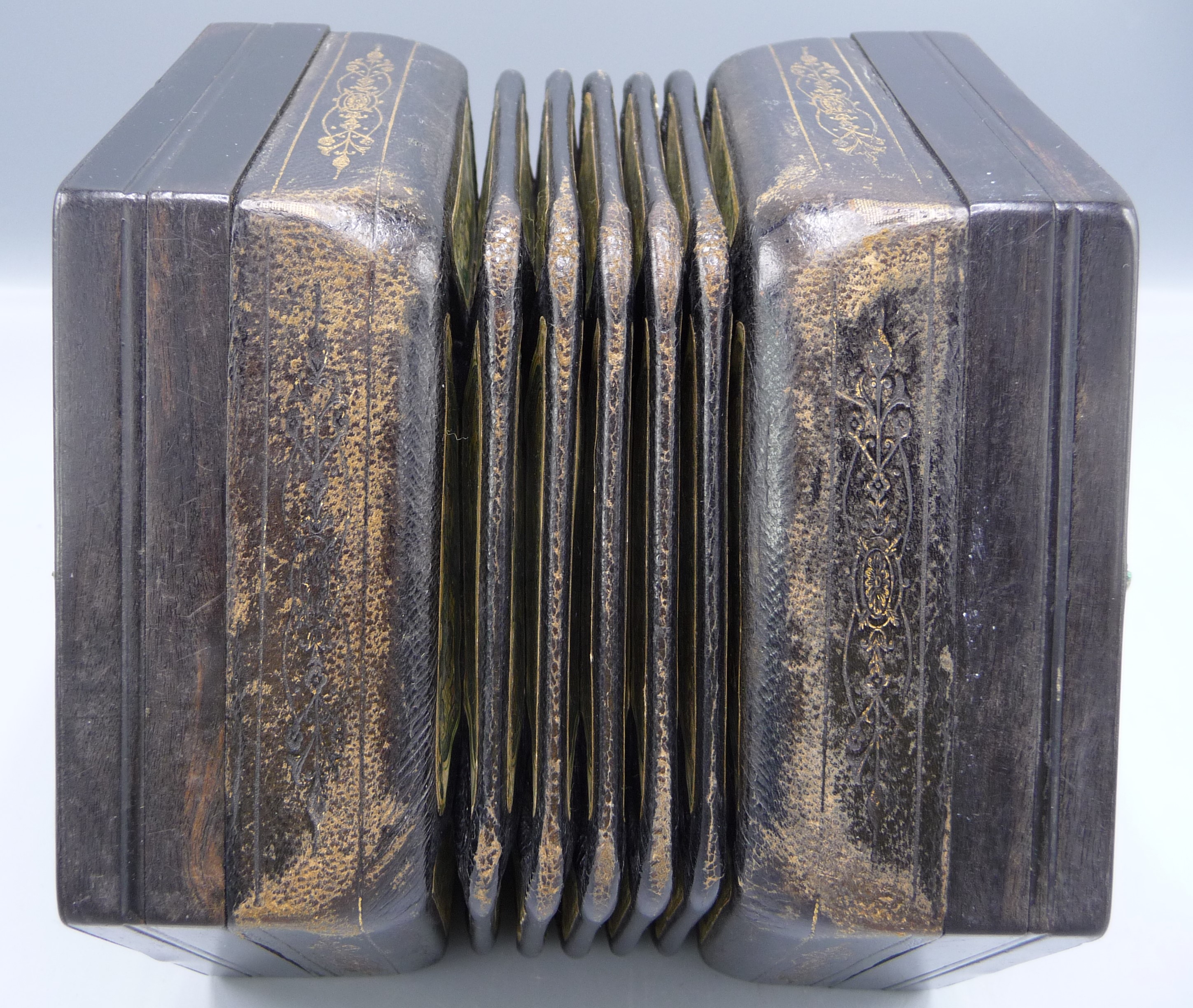 A Lachenal ebonised concertina, with 48 steel buttons, - Image 5 of 8