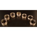 Seven silver napkin rings, 2.8oz.