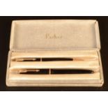 A Parker Junior duofold phantom pen with matching propelling pencil, boxed.