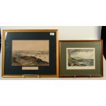 Six engravings of Cornish scenes, 'Falmouth Town and Harbour', 'St Mawes', 'Pendennis Castle',