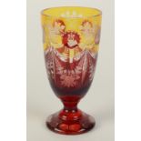 A Bohemian ruby and yellow flashed goblet, late 19th/early 20th century,
