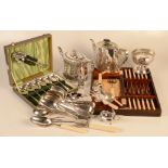 Miscellaneous silver plate, to include a stemmed bowl dated 1905, two teapots etc.