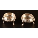 A pair of Victorian open salts in mid eighteenth century style, 3oz.