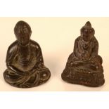 Two Chinese bronze figures of Buddha, heights 6cm and 5.5cm.