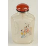 A glass interior painted snuff bottle, height 7.5cm.