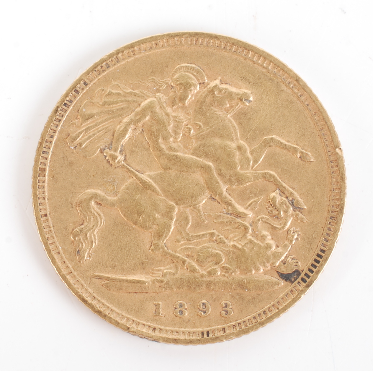 A 1893 Queen Victoria half sovereign, very fine.