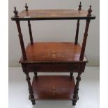 A Victorian walnut inlaid whatnot,