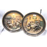 A pair of Johann Maresch Musterschutz pottery plaques, diameter 33cm.