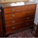 A George III mahogany chest of drawers, with four long graduated drawers on bracket feet, height 99.
