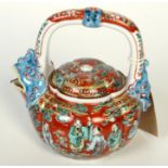 A Chinese porcelain teapot, 20th century, height 14.5cm, width 14cm.