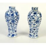A pair of Chinese blue and white baluster vases, circa 1900, decorated with birds,